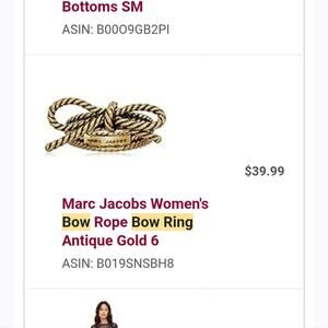 Marc Jacobs Bow Ring Size 6